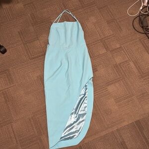 Elegant Light Blue Halter Dress